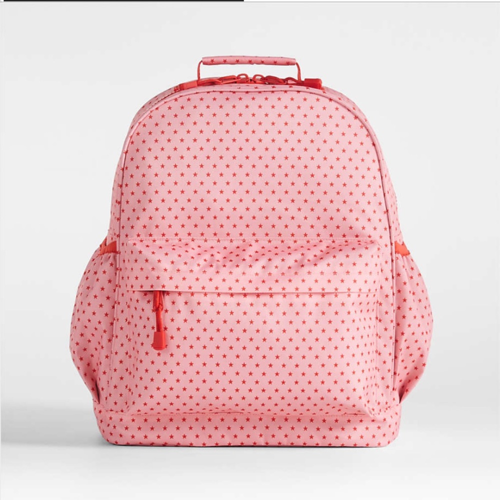 Crate and barrel Lucky Stars Red Large Kids Backpack with Side Pockets
